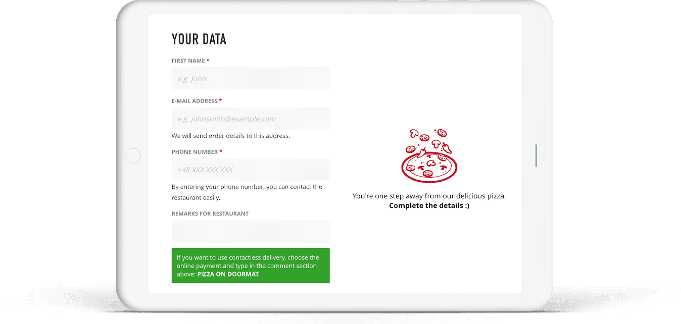 Pizza on doormat - changes in the Pizza Hut's checkout