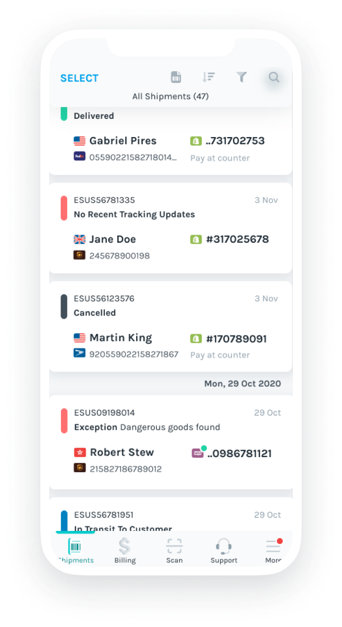 Easyship mobile app