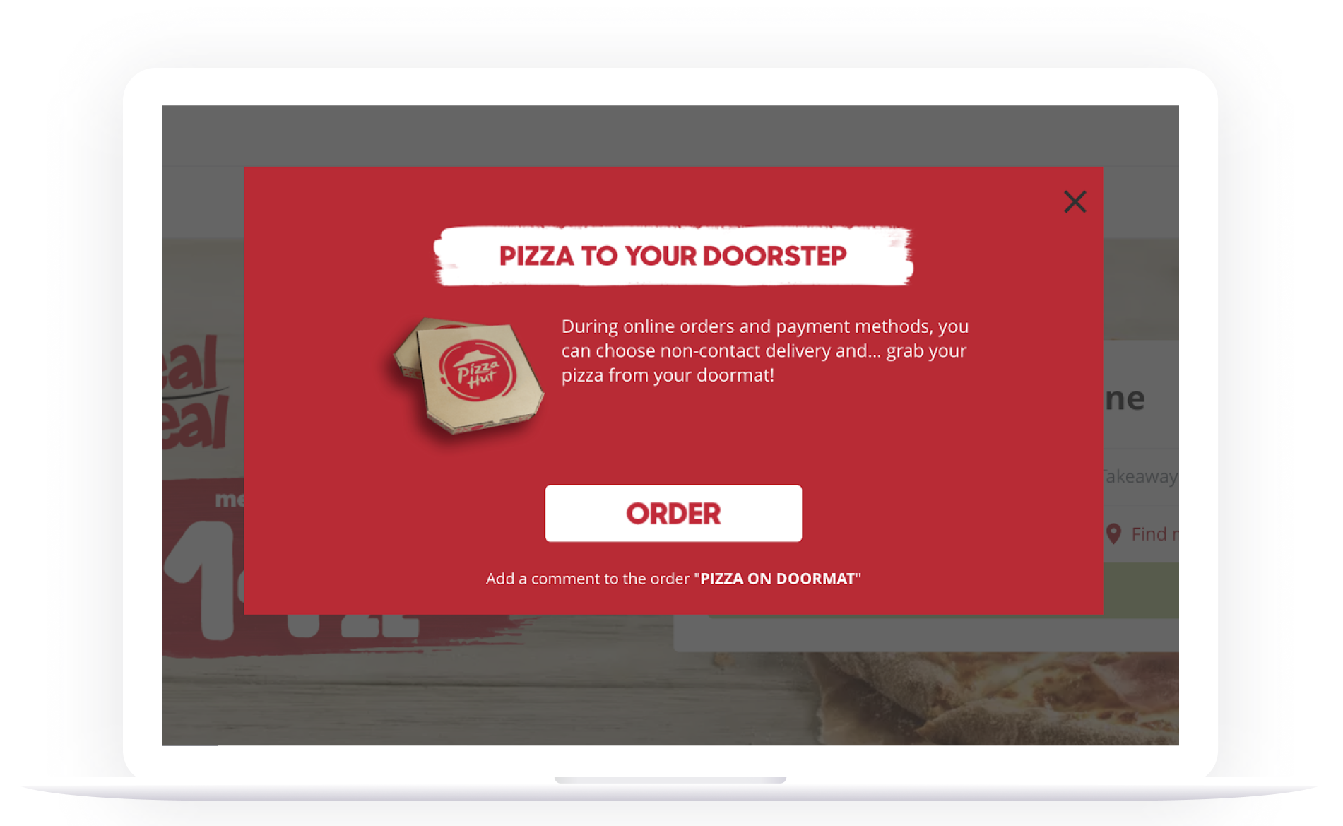 Pizza Hut's new feature - contact-free delivery