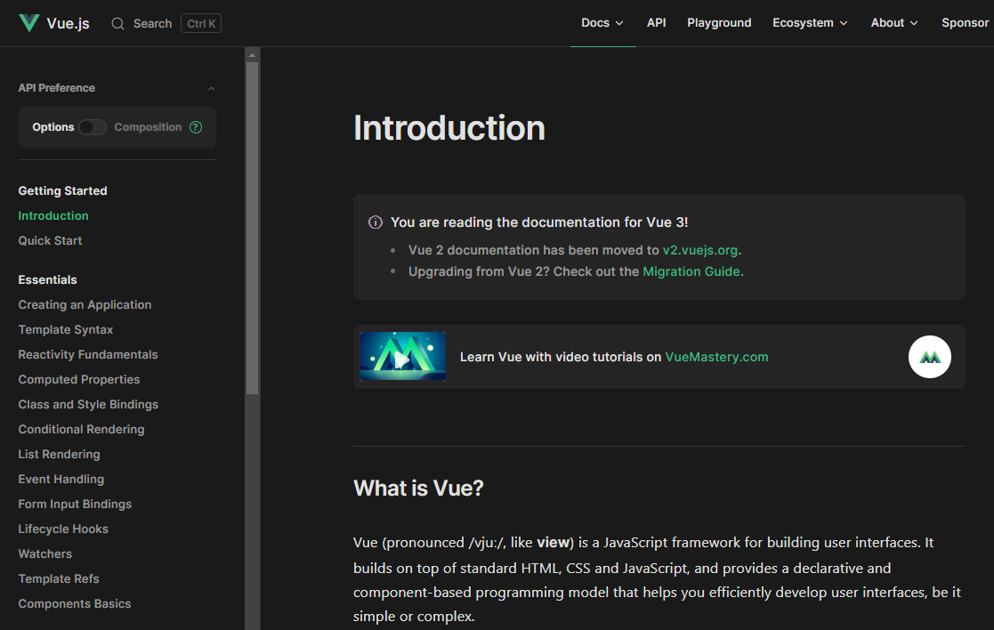 Vuejs Documentation Page - Evan You interview