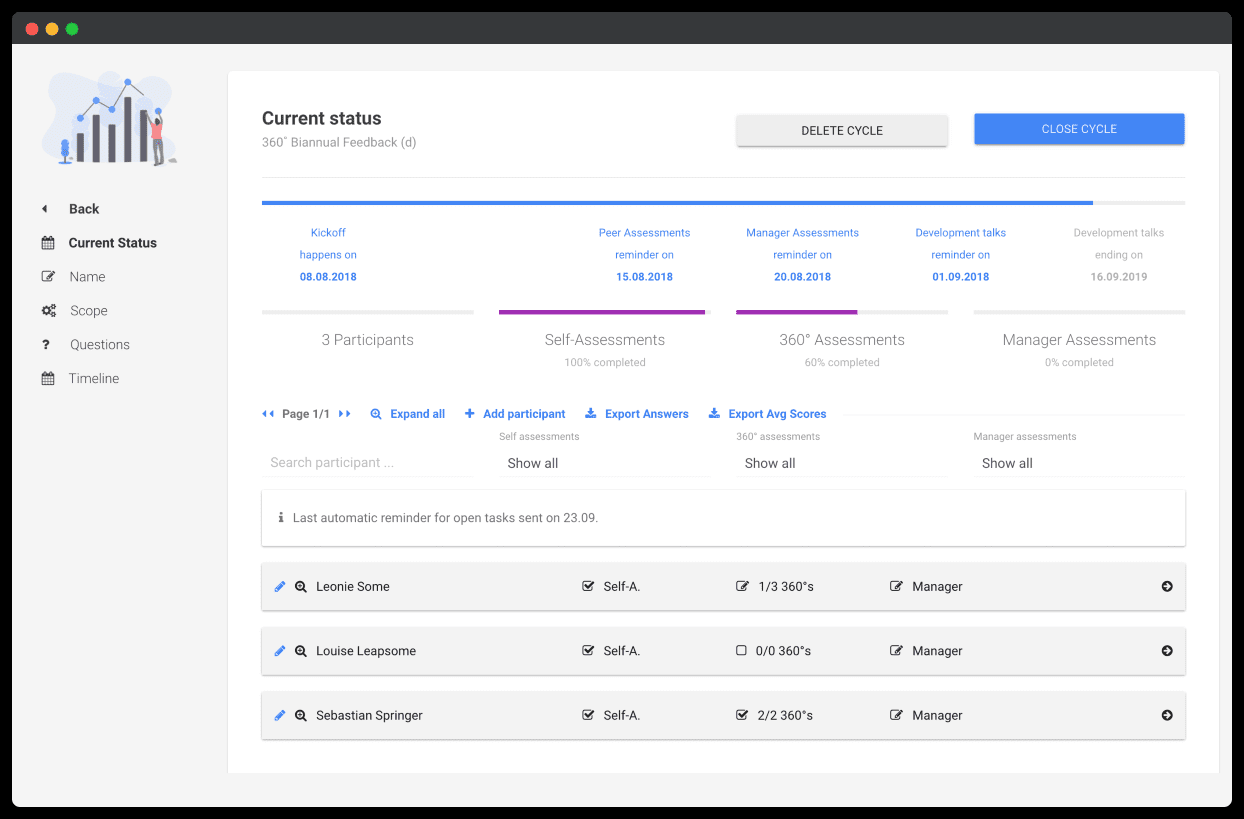 Leapsome dashboard - employee feedback feature 