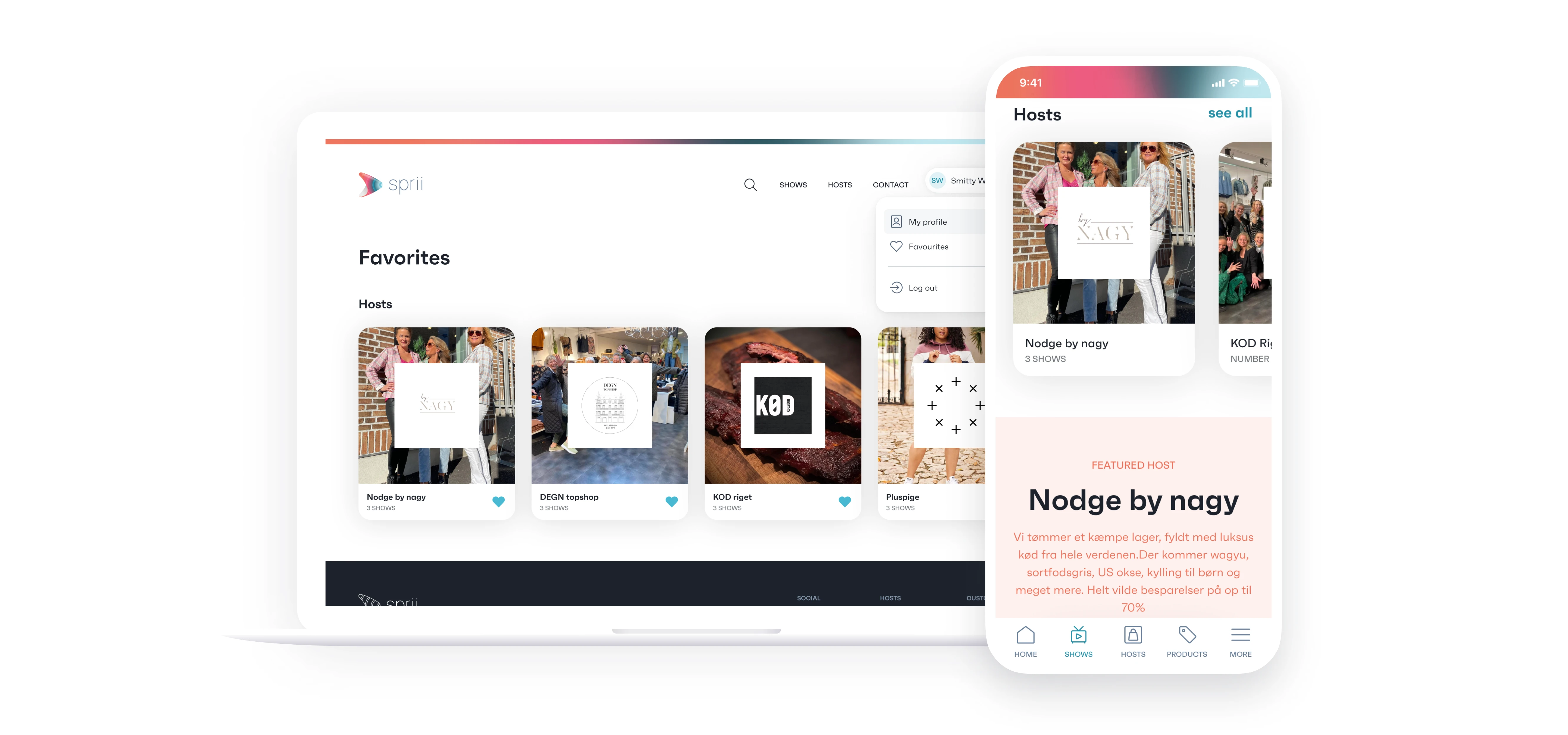 Sprii web and mobile app view