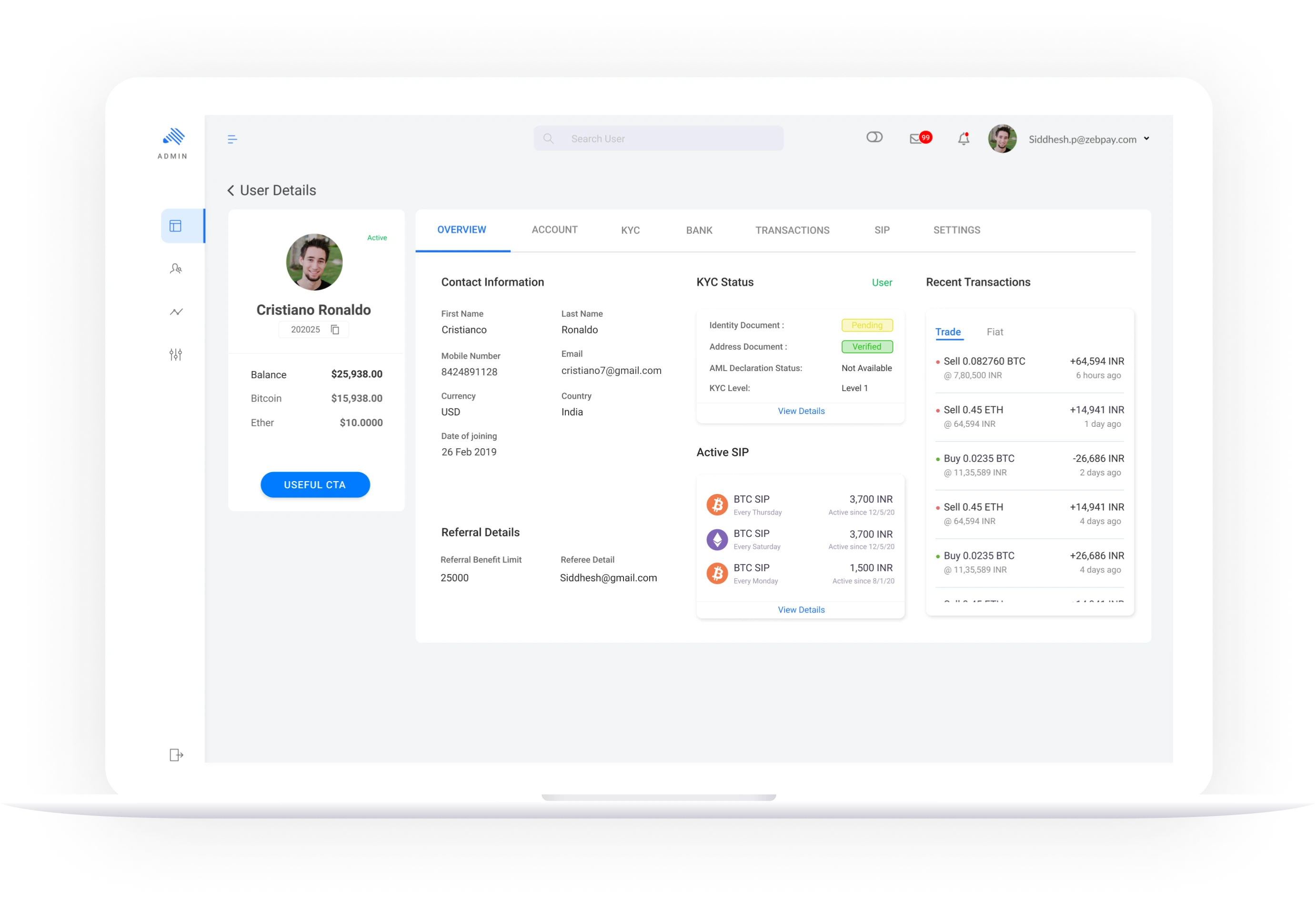 ZebPay-admin-pannel